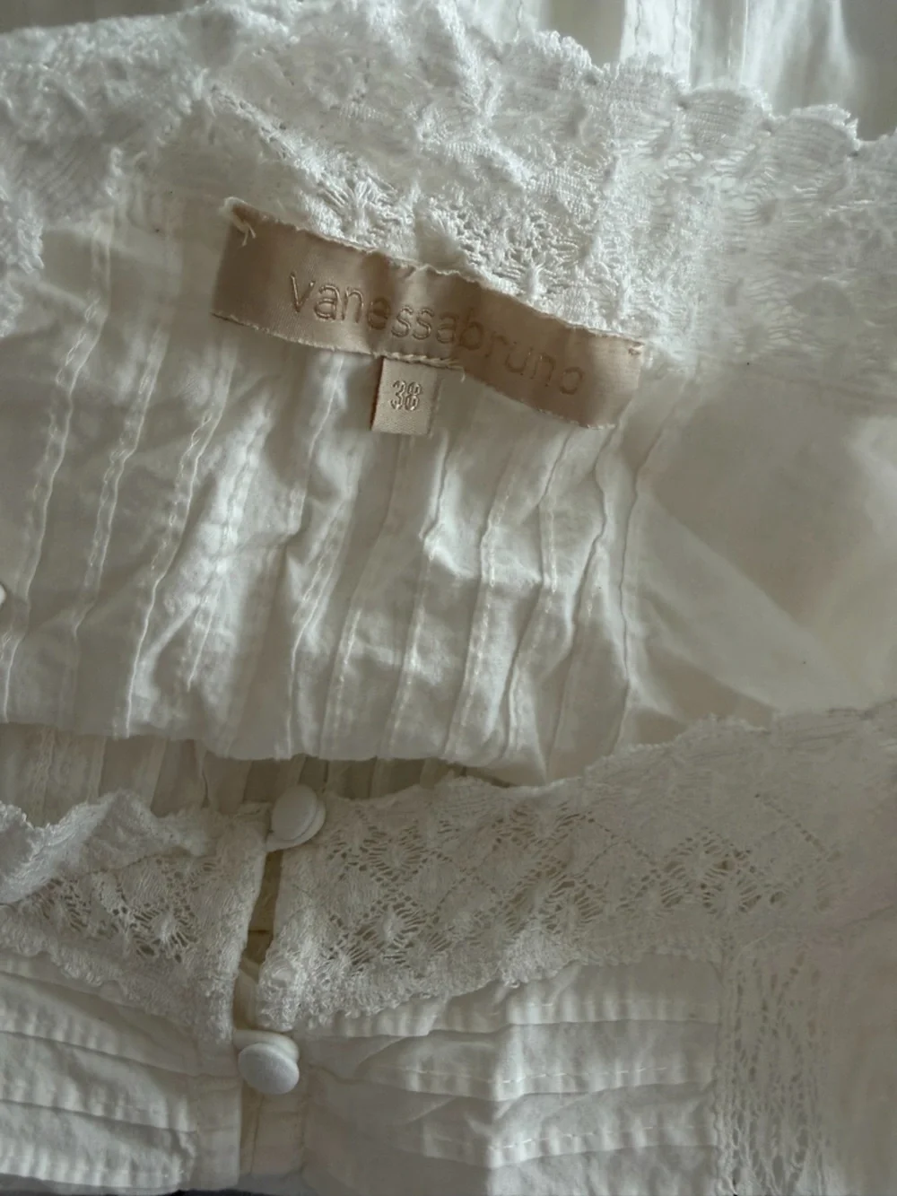 Vanessa Bruno Ivory Lace-Trim Pintuck Dress - Picture 4 of 4